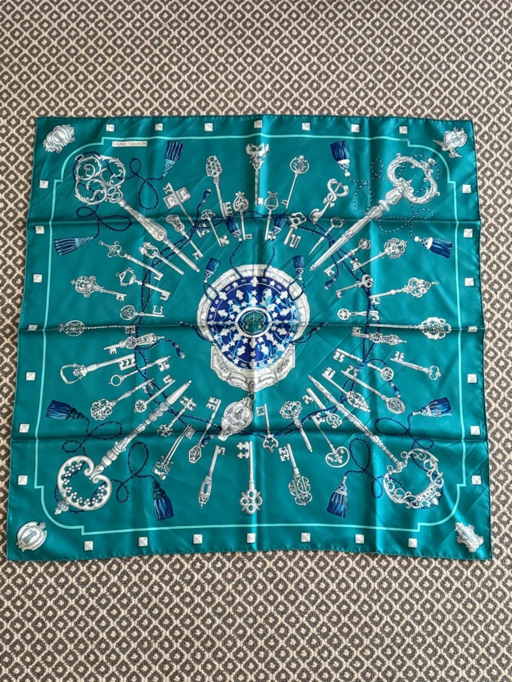 Hermes Les Cles Key Silk Scarf